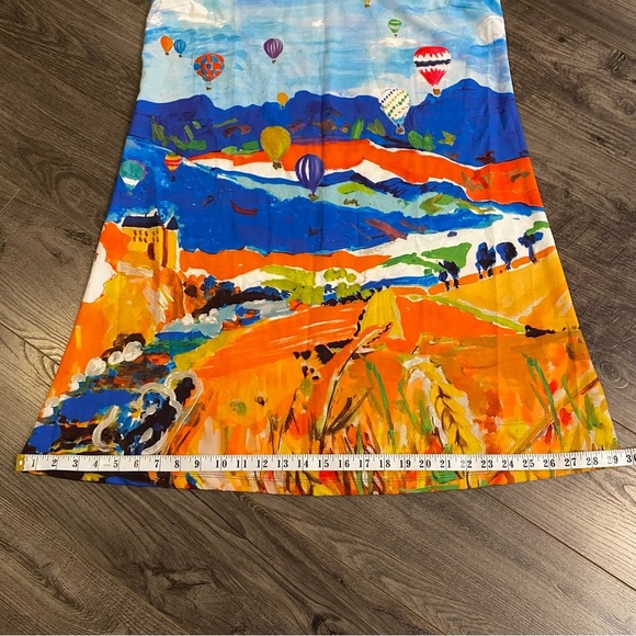 NWT Maloka Dress Hot Air Balloon Art capped sleeve outlined vneck fit & flare - Picture 14 of 16